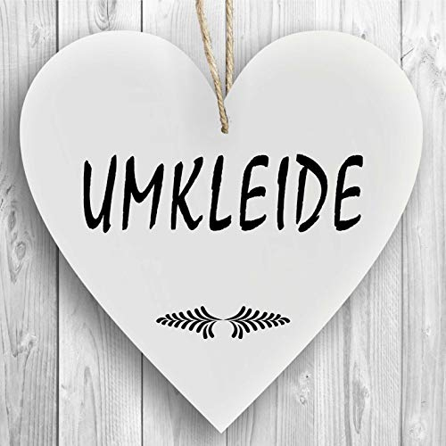 Herzschild Holzherz Holzschild 16 x 16 cm Umkleide weiß Dekoschild Wandschild Schild Holz Garderobe