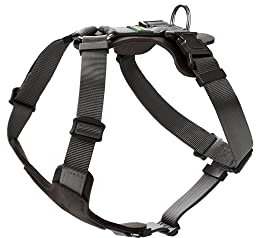 HUNTER Hundegeschirr AALBORG MIXED, Farbe: schwarz/grau, Rindsleder/Nylon, 5-fach verstellbar, leicht, mit Kunststoffschnallen, Made in Germany, Größe: XS-S