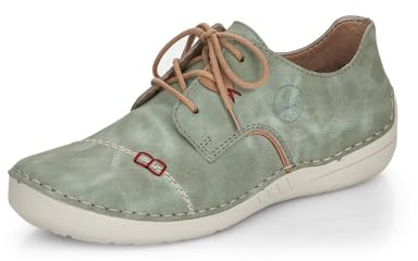 Rieker Women Lace-Up Shoes 52528, Ladies Comfort Shoes,Removable Insole,Comfort Low Shoe,Laces,Comfortable,Green (grün / 52),37 EU / 4 UK