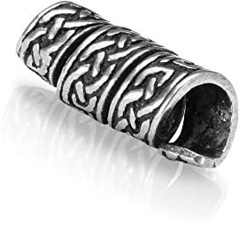NKlaus Bartschmuck 925 Sterling Silber, Länge: 19mm, 5mm, keltisch, 1 Stück | bartperle mit totenkopf; valhalla bartperle