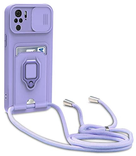 yanasuo Cordon de Coque Compatible avec Xiaomi Redmi Note 10 4G/ Note 10S, Collier pour Étui Colliers de cellulaire, Silicone Cover Protection de la Caméra Étui Lanyard Case-Pourpre