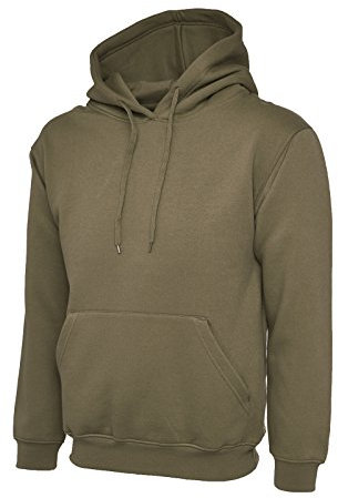 Mens Classic Plain Pullover Hooded Sweatshirt Hoodie Sweater (22 Colours) Olive Green