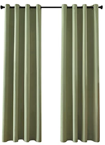 MRTREES Blackout Curtains Bedroom 90 Drop 2 Panels Sage Green Eyelet Thermal Curtain for Living Room Soft Texture Window Treatments for Kids 46x90 Inch 117x228 CM