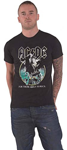 AC/DC T Shirt for Those About to Rock Yellow Outlines New Official Unisex Size M, Black, M
