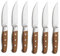 Comas 6er Set Steakmesser Holzgriff Edelstahl Steakbesteck Grillbesteck Messer Messerset Pizzamesser Silber Braun Aconcagua Chuleteros HQ matt