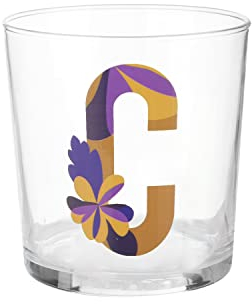 KASANOVA Bicchiere acqua con lettera C in vetro giallo Acqua,Tavola