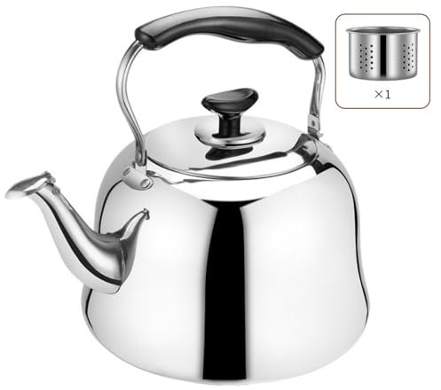 Bayli 1 L Teekanne aus Edelstahl, Wasserkessel mit Sieb, Pfeifkessel, türkische Tee Kanne für Samowar, ??????, Caydanlik, Teebereiter mit Griff und Deckel, türkischer Teekocher mit 1 Liter Volumen