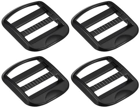QUARKZMAN 4Stk Metall Trapez Schnalle Schieber Tri-Glider Metall Einstellbar Schnallen 25mm(1) Innere Breite für Gurtband Rucksack Riemen Schwarz
