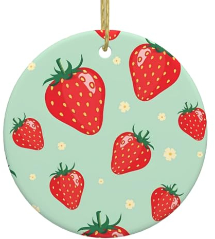 Schöne Erdbeere Druck Personalisierte Weihnachtskugel, Keramik Runde Weihnachten Hängende Ornament, Weihnachtsbaum Dekoration Für Freund Freundin Frau Xmas Geschenke