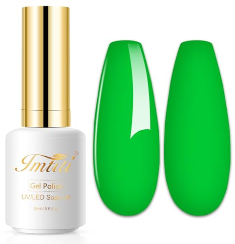 Imtiti Neon UV Nagellack, 1 Pcs 15ML Neon Grün UV Gel Nagellack Soak Off Led Gel Nail Polish Frühling Sommer Gel Nagellack DIY Nagel Kunst Starter Maniküre Salon Gellack UV Kit für Mädchen