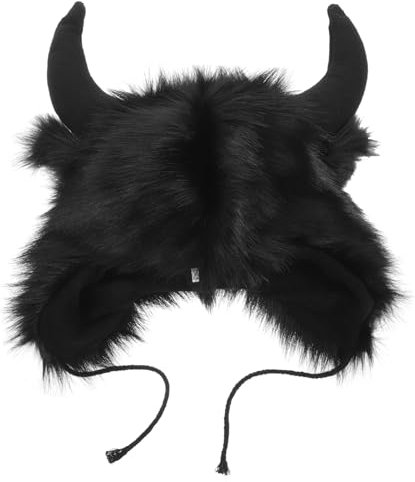 PACKOVE Tiermütze Aus Plüsch Mit Horn-design Warme Damenmütze Für Halloween-kostüm Lustige Cosplay-kopfbedeckung Leicht Anzuziehen Für Partys Und Bühnenauftritte