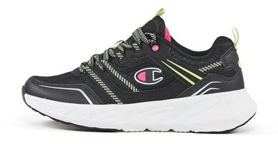 Champion Warrior W Low, Sneakers Donna, Nero/Limone/Fucsia (KK010), 41 EU