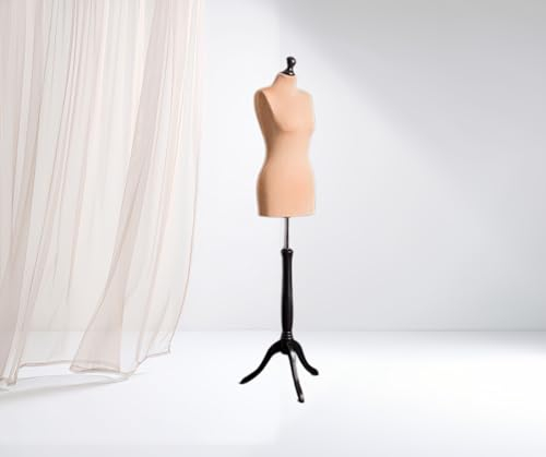 LUSORIA Schneiderpuppe, Schneiderbüste weiblich beige/schwarzes Holz (XS 34/36)