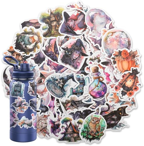 Aufkleber Set, 50 Stück Hexen Aufkleber Wasserdicht Anime Sticker Vintage Deko für Laptop Scrapbooking Aufkleber Album Erwachsene Auto Fahrrad Geschenk für Erwachsene