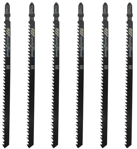 Gentpovth Set di 6 lame per seghetto alternativo Professionali T744D con Custodia in Plastica, Manico a Camma Singola T-Shank, per Seghetto Alternativo per Taglio Legno, Plastica, PVC