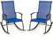 COSTWAY 2er Set Schaukelstühle, Schaukelsessel mit hoher Rückenlehne und atmungsaktivem Sitzstoff, Gartenstühle für Garten, Veranda, Pool, Blau