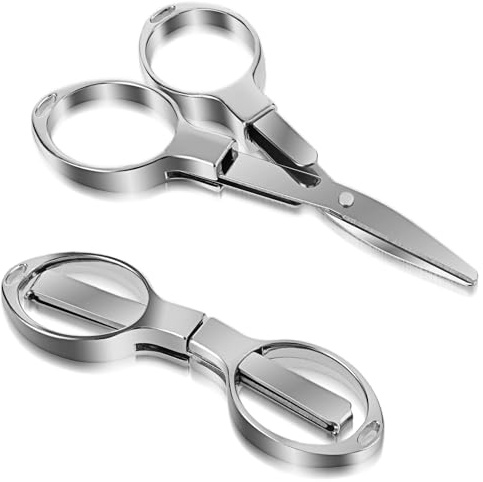 2 Stück Klappschere Silber Mini Scheren Edelstahl Teleskop Bastelschere Set Kleine Schere Küche 8,3 × 2,4 cm Tragbare Reiseschere Mini Bastelschere zum Nähen Papierschneiden