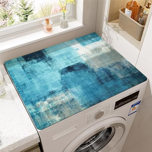Odot Tapis de Protection pour Dessus de Machine à Laver, Graffiti Imprimé Antidérapant Housse de Machine à Laver pour Machine à Laver ou Sèche-Linge Buanderie Réfrigérateur Cuisine (Bleu,40x40cm)