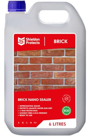 Brick Sealer by Shieldon Protects - Transparent, Waterproof, Breathable Membrane - 5 Year Protection - Interior & Exterior Use - Solvent Free (6 Litre)
