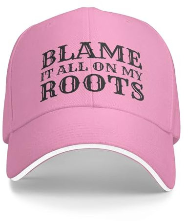 KWQDOZF Blame-It-All-On-My-Roots-Mütze für Männer und Frauen, Baseballkappe, Trucker-Mütze, Papa-Mütze