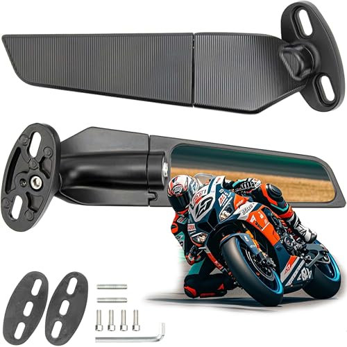 Rückspiegel Motorräder für Honda CBR300R CBR500R CBR600RR CBR1000RR, Kawasaki Ninja 300 400 650, Suzuki GSXR 600 750, Yamaha, Ducati..Stealth Spiegel einstellbar und drehbar 360°