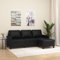 Willood 3 Sitzer Sofa mit Hocker Modern Couch Gästesofa fürs Wohnzimmer Schlafzimmer Gästezimmer Kunstleder Schwarz