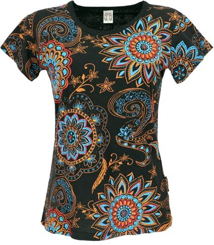 Boho T-Shirt mit Mandaladruck, Baumwolle, Yoga, Damen | Farbenfroher Mandaladruck, taillierter Schnitt, angenehm zu tragen, ideal für Yoga und Alltag