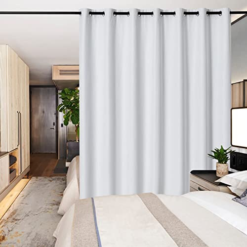 MYSKY HOME Gardinen Weiss mit Ösen Schallschutz Vorhänge Blackout Vorhang Leinenoptik Gardine Verdunkelungsvorhang für Kinderzimmer und Wohnzimmer,1er Set H 213 x B 254 cm,Weiß.