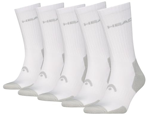 HEAD Tennis Crew Sock, Blanc, 35-38 (Lot de 5) Mixte