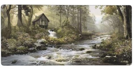 XXL Gaming Mauspad Grün 47.2x23.6in, verlängertes Mousepad, mit Motiv Schreibtischunterlage Fluss, Erweiterter Schreibtisch Schutz, Verbessert Präzision und Geschwindigkeit Gaming Mauspads N1-252