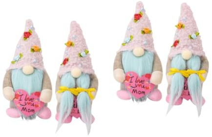 IMIKEYA 4 Stück Muttertags Zwerg Ornamente Rosa Dekorationen Zwerg Puppe Muttertags Verzierung Muttertags Dekoration Dekorationen Schreibtisch Muttertags Zwerge Hübscher