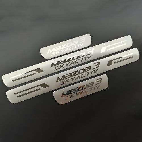 10 sets Pack Of 4 Car Stainless Steel Door Sill Protectors Kick Plates for Mazda 3 Skyactiv, Pedal Trim Scratch-Resistant and Wear Accessories Exterior Sill Protector