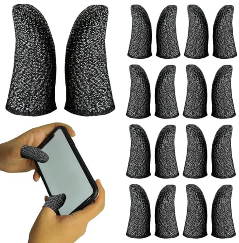 YAPKOLV 20 Pack Carbonfaser Finger Sleeve Gaming, Gant Gamer Anti-Transpiration, Ultra-Fin pour Tous Jeux et Appareils Mobiles