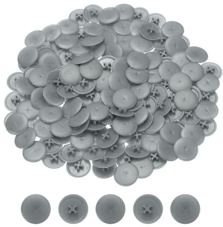QUARKZMAN Cache-Vis, 158 Pièces 17mm - Cache-Écrou à Vis en Plastique Auto-Verrouillant, Cache-Vis de Décoration pour Écrou de Fixation à Came Phillips, Vis Autotaraudeuses, Gris Foncé