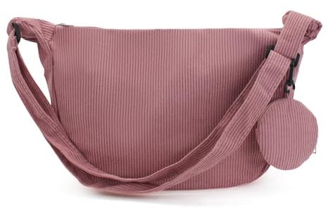 Andiker Crossbody Bag für Frauen, Canvas Crossbody Bag mit 1 abnehmbaren kleinen Tasche verstellbaren Riemen Trendy Solid Color Cross Body Bag für die Arbeit Shopping Travel Daily Use (Rosa)