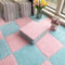 10 Pcs Plush Foam Puzzle Play Mats,11.8 Inch Interlocking Carpet Tiles for Floor,Foam Floor Tiles,0.23 and 0.39 Inch Thick(Size:0.23 Inch,Color:Blue+Pink)