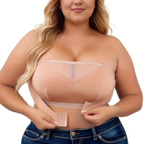 Adigau Donna Reggiseno Senza Spalline Taglie Forti Reggiseno a Fascia Non Imbottito Bralette Invisibile Multiuso Senza Ferretto con Spalline Trasparenti