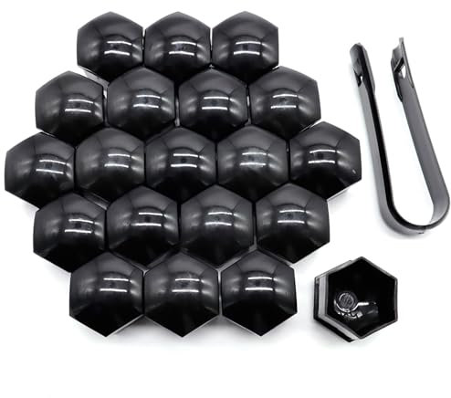 XUKEY 20 Stück Radschraubenkappen 21 MM Universal Radmutterkappen, Kunststoff Kappen Abdeckungen Abdeckkappen für Schrauben, Sechseckige Reifenmutternabdeckungen mit Entfernungswerkzeugsatz (21 mm)