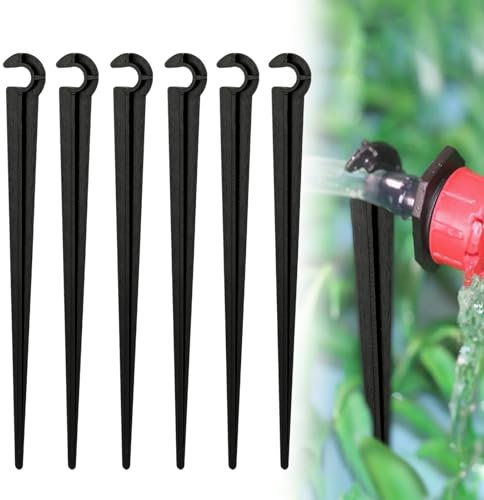 100 Stück Micro Drip Rohrhalter, Schlauchhalter Micro Drip für Schlauch 4/7 mm, Gartenschlauch Microdrip Erdnägel, Schwarz Bewässerungs-Stützpfähle, für Gemüsegärten, Pflanzen oder Blumenbeete