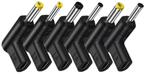 Dozylive 6 Piezas 5V Adaptador USB C a DC, 90 Grado Macho DC Hembra USB-C, DC-In Barrel a USB Type C Convertidor para Ordenador Portátil, Teléfono Móvil, Router, Enrutador, Alimentación Móvil