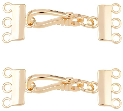 Beebeecraft 1 Box Mit 2 Halsketten Schichtverschlüssen Trenner Für 3 Strängige Halsketten Messinghaken Dreilagige Verbinder Goldener Kettenverlängerungskonverter Für DIY Armbänder Schmuckherstellung