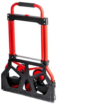 Klappbarer Handwagen mit 80 kg Tragkraft, Faltbarer Mehrzweck-Sackkarren, Multifunktions-Dreirad-Sackkarre, Trolley und Sackkarre, geeignet für Treppen, rot