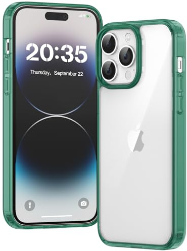 Voyahülle Clear Case for iPhone 14 Pro, Ultra Thin, Shockproof TPU Cover, Anti-Yellowing, Crystal Clear, Phone Case for Apple iPhone 14 Pro - Green