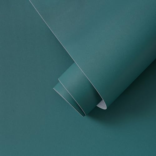 Yomshi Peel and Stick Wallpaper Cyan Matte Contact Paper 40 x 1000 cm Modern Wall Paper Thicken Upgrade Renter Friendly Waterproof Vinyl Wrap for Kitchen Worktop Furniture Bedroom