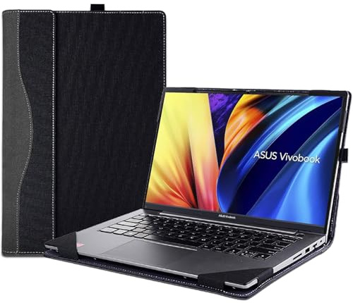 Housse de protection 2 en 1 en cuir synthétique pour ordinateur portable Asus VivoBook 16X S3604 K3605 M1603 X1603 X1603 OLED F1603 X1605 M1605 et Vivobook S 16X S5602 M5602 Noir gris)