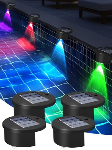 4PCS Outdoor Solar Pond Lights Powered - Swimming Wireless Pool Light for Above Ground Pools LED, Waterproof Pool Lamp Color Changing Solar-Powered, Pond Lighting Solar Panel, Pool Party Accessories