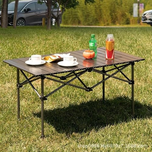 habeig Campingtisch Klappbar mit Tragetasche, Schwarz, 95x55x50cm, Metall Falttisch mit Unterer Ablage für Camping Balkon Outdoor