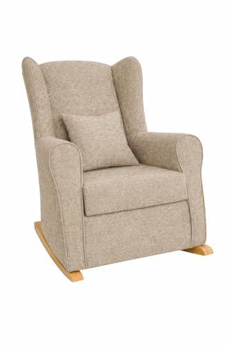 KHALMA HOME Sillón de Lactancia Mecedora con Cojín | Sillón Mecedora y Balancín Lactancia | Mecedora de Lactancia Cómoda | Silla Mecedora para Bebé, Dormitorio y Salón. (Marrón)