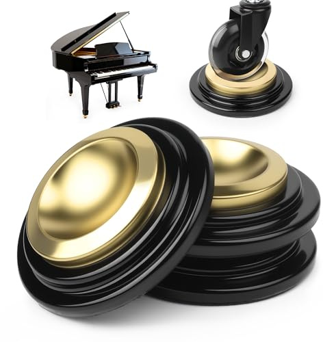 Sandure 3 Pack Piano Caster Cups Metal Rubber with Felt Bottom Non-Slip Anti-Noise Heavy Duty for Grand Upright Piano Furniture Hardwood Floor Protectors