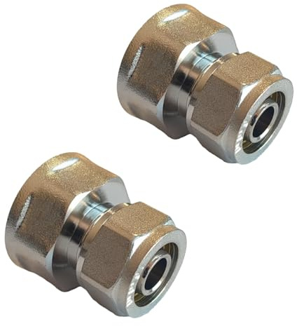 SKIR'CO 2 pz Raccordi per tubi in ottone 16 mm x 3/4, raccordo a compressione dritto nichelato, connettore a compressione per tubi con filettatura femmina